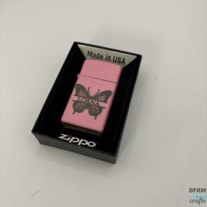 Ladies engraved butterfly Zippo slim lighter